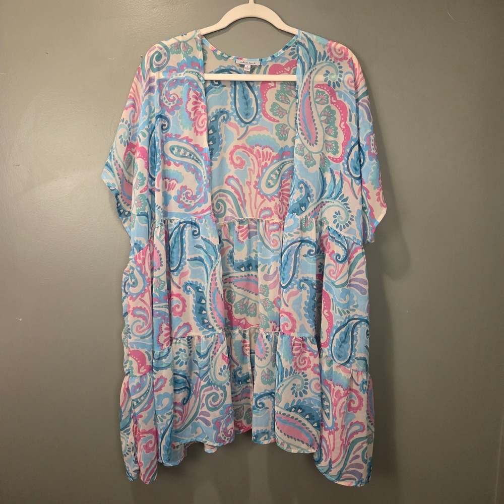 White Birch Women's Paisley Print Kimono Size L Multi‎ Lightweight Sheer